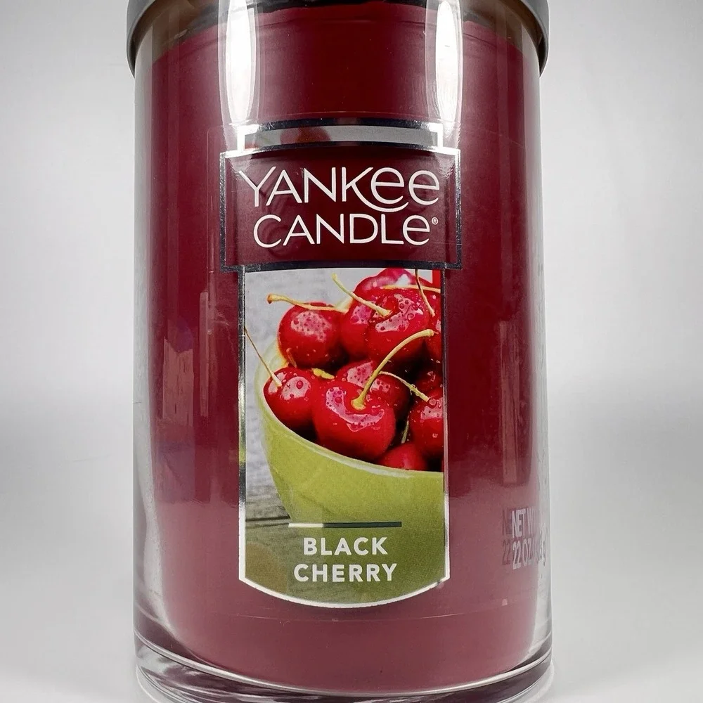 NEW-Yankee Candle BLACK CHERRY Large Jar 22oz RED-- DOUBLE WICK